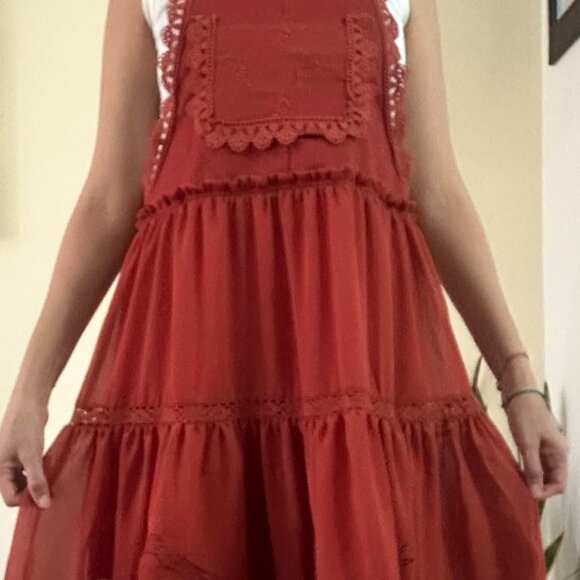 Cutout Side Overall Bib Tiered Maxi Dress - Picture 6 of 7